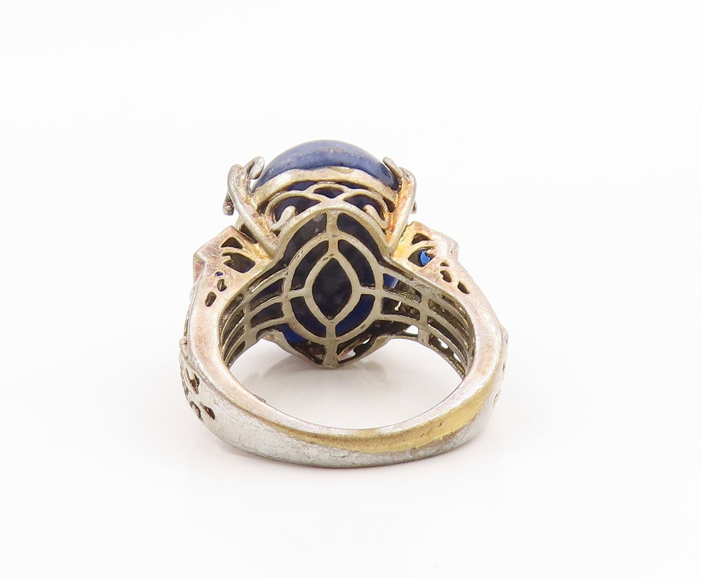 925 Sterling Silver Vintage Ring KARIS Lapis Lazuli Band  Sz 6  RG35656