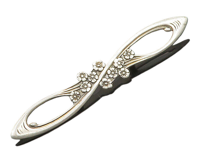 925 Sterling Silver  Vintage Antique Floral Infinity Twist Brooch Pin  BP7595