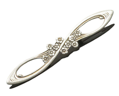 925 Sterling Silver  Vintage Antique Floral Infinity Twist Brooch Pin  BP7595