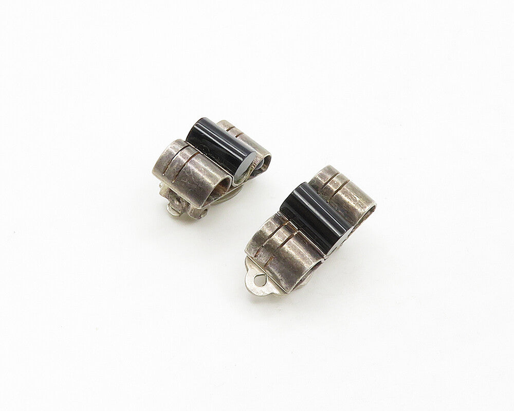 925 Sterling Silver  Vintage Black Onyx Non Pierce Drop Earrings  EG9101