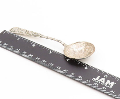 925 Sterling Silver Vintage Tea Caddy Spoon CHINESE EXPORT Leaf Motif  TR4199
