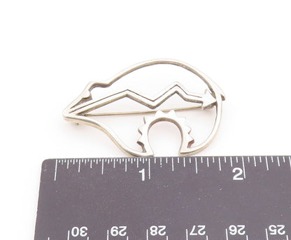 NAVAJO 925 Silver  Vintage Minimalist Bear & Arrow Cutout Brooch Pin  BP9754