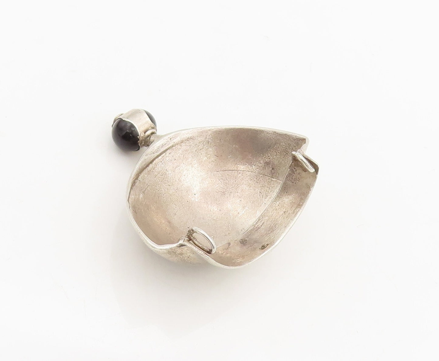 925 Sterling Silver Vintage Pendant Minimalist Large Domed Onyx PT23407