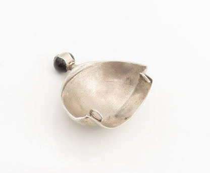 925 Sterling Silver Vintage Pendant Minimalist Large Domed Onyx PT23407