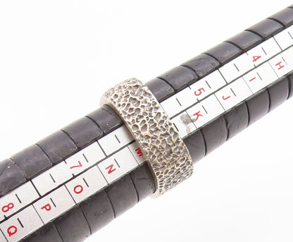 925 Sterling Silver Vintage Ring Classic Rock Textured Wide Band  Sz 6  RG35698