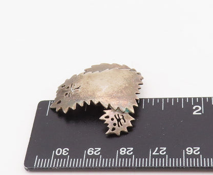 925 Sterling Silver Vintage Brooch Pin Modernist Cat With Jagged Edges  BP12320