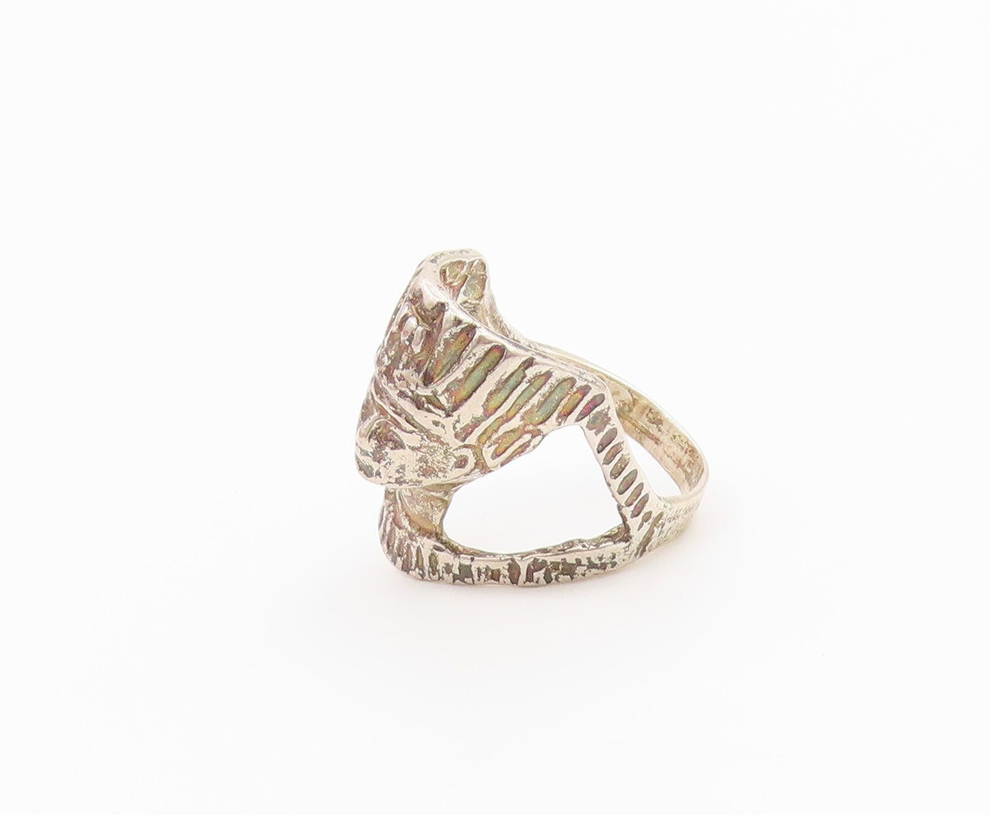 925 Sterling Silver Vintage Ring Etched Majesty Pharaoh Head Band  Sz 6  RG36531