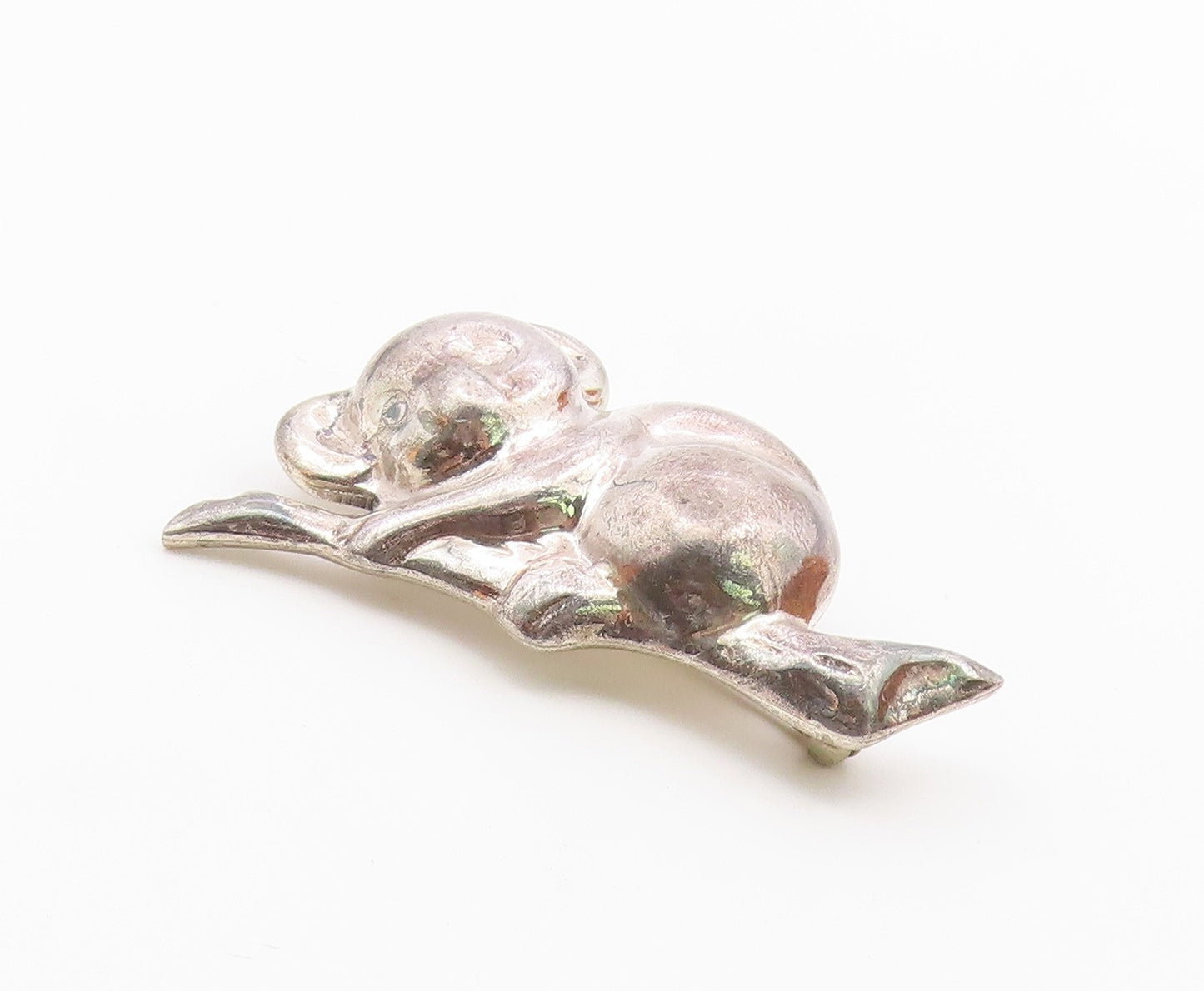 MEXICO 925 Sterling Silver  Vintage Shiny Hollow Koala Bear Brooch Pin  BP8630