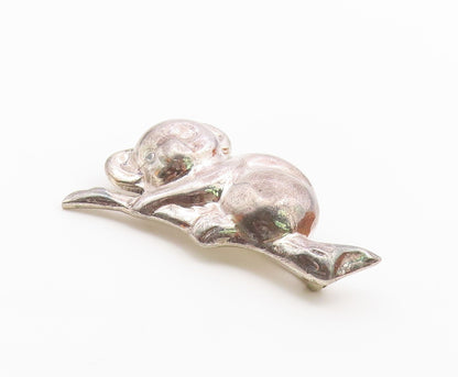 MEXICO 925 Sterling Silver  Vintage Shiny Hollow Koala Bear Brooch Pin  BP8630