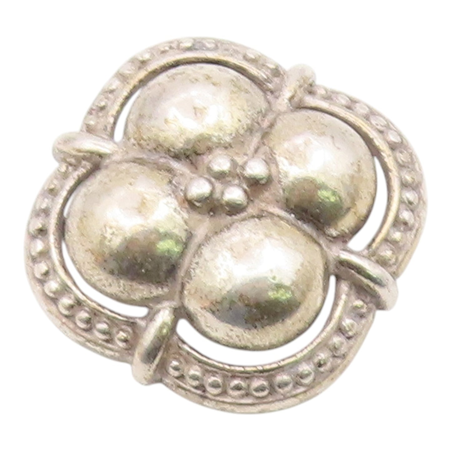 925 Sterling Silver  Vintage Antique Floral Dome Shiny Brooch Pin  BP6393