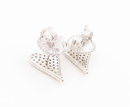 925 Sterling Silver Vintage Earrings Elegant Cluster CZ love Heart Stud  EG14340