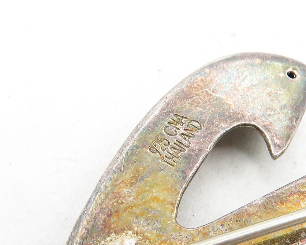 925 Sterling Silver  Vintage Dark Tone Smooth Scribble Brooch Pin  BP3902