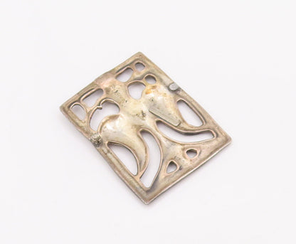 925 Sterling Silver Vintage Brooch Pin MMA Antique Trible Bird Carved  BP10910