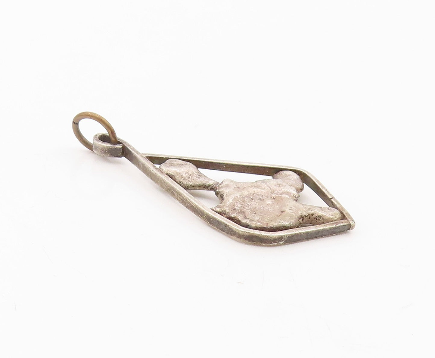 925 Silver  Vintage Modernist Abstract Open Diamond Shaped Pendant  PT20831