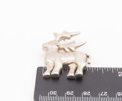 925 Sterling Silver Vintage Brooch Pin MFA Solid Carved Baby Deer  BP10682