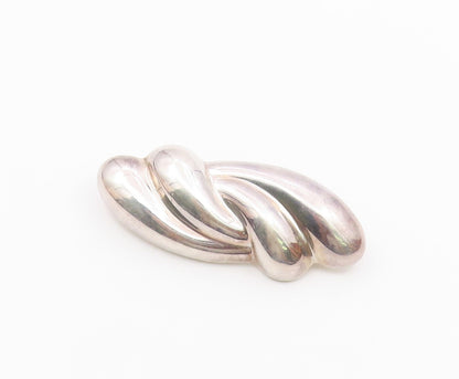 MEXICO 925 Sterling Silver  Vintage Shiny Hollow Swirl Brooch Pin  BP4314