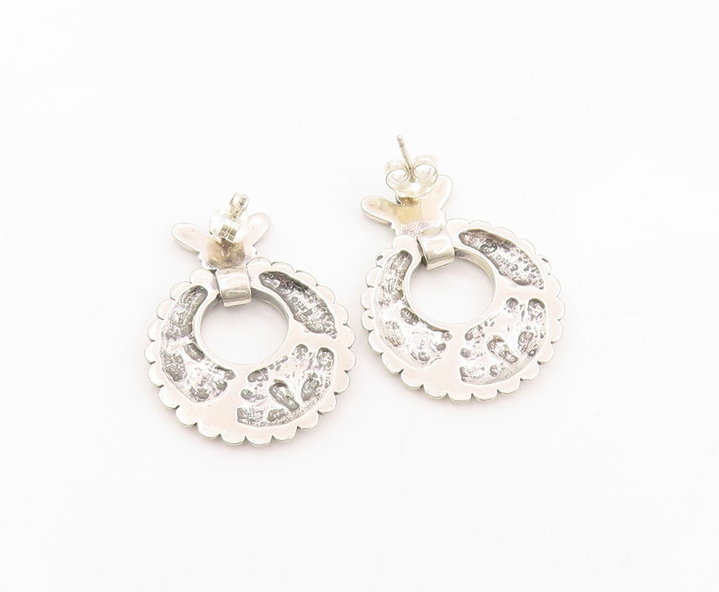 925 Sterling Silver Vintage Earrings CAROLYN POLLACK Floral Scrollwork  EG13959