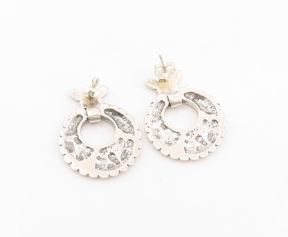 925 Sterling Silver Vintage Earrings CAROLYN POLLACK Floral Scrollwork  EG13959