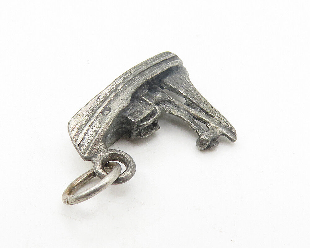 925 Sterling Silver  Vintage Petite Dark Tone Boat Motif Drop Pendant  PT9389