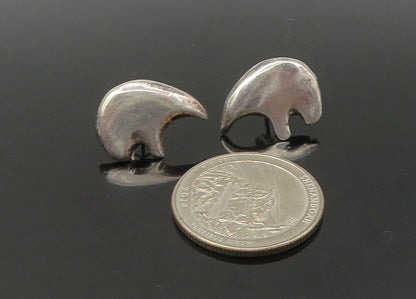 925 Sterling Silver  Vintage Shiny Bear Silhouette Drop Earrings  EG10815