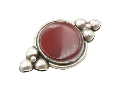JENNY TOM SCHLECHT 925 Silver  Vintage Carnelian Floral Brooch Pin  BP6003