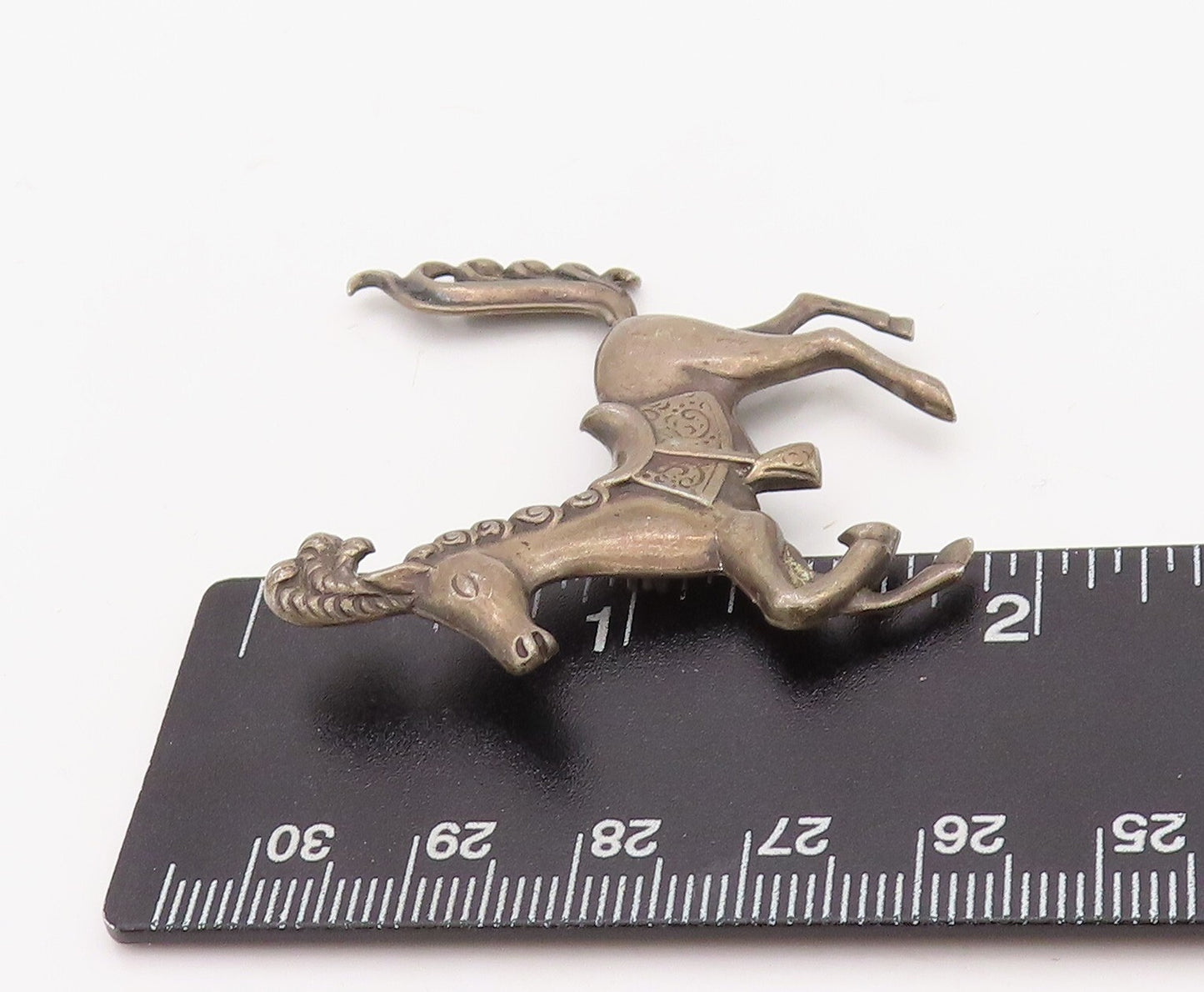 925 Sterling Silver Vintage Brooch Pin LANG 3D Cutout Running Horse  BP11201