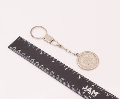 925 Sterling Silver Vintage Antique One Mexican Dollar Snap Hook Keychain TR3491