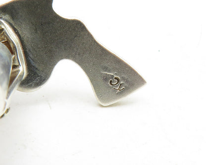 925 Sterling Silver  Vintage Shiny Pistol Gun Motif Cufflinks  TR1929