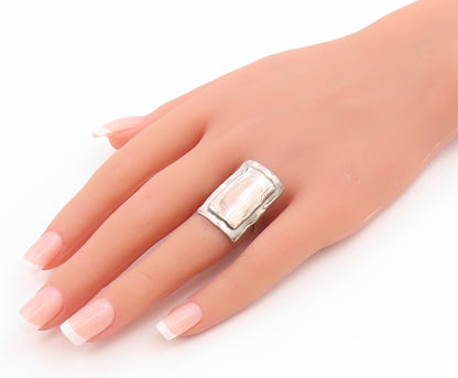 925 Sterling Silver Vintage Ring LIRM ISRAEL Bold Geometric Band  Sz 7  RG35893
