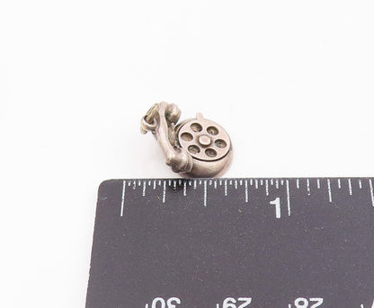 925 Sterling Silver  Vintage Old Fashioned Telephone Petite Pendant  PT18183