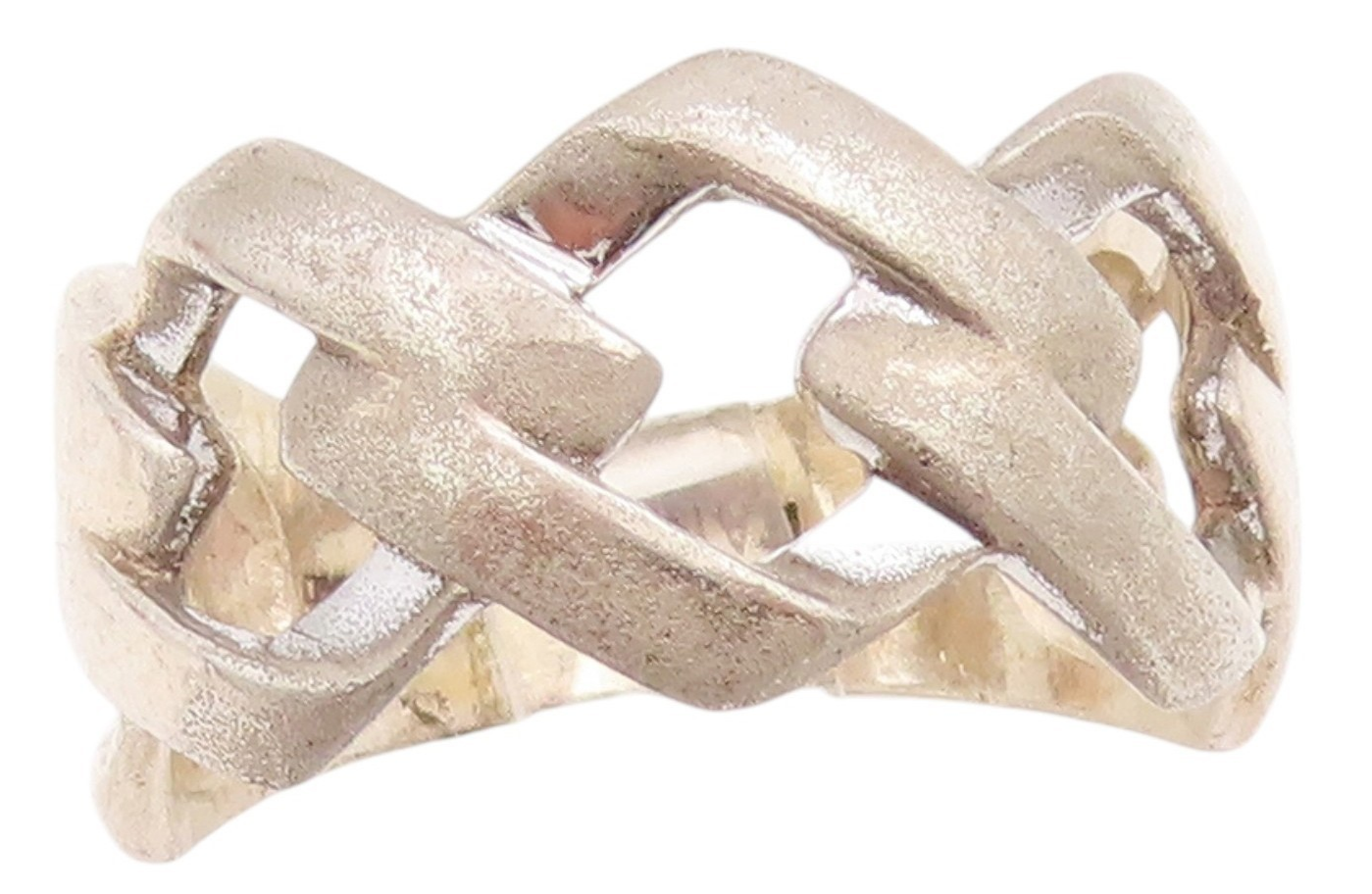 925 Sterling Silver Vintage Ring Antique Curb Link Design Cutout  Sz 8  RG33258
