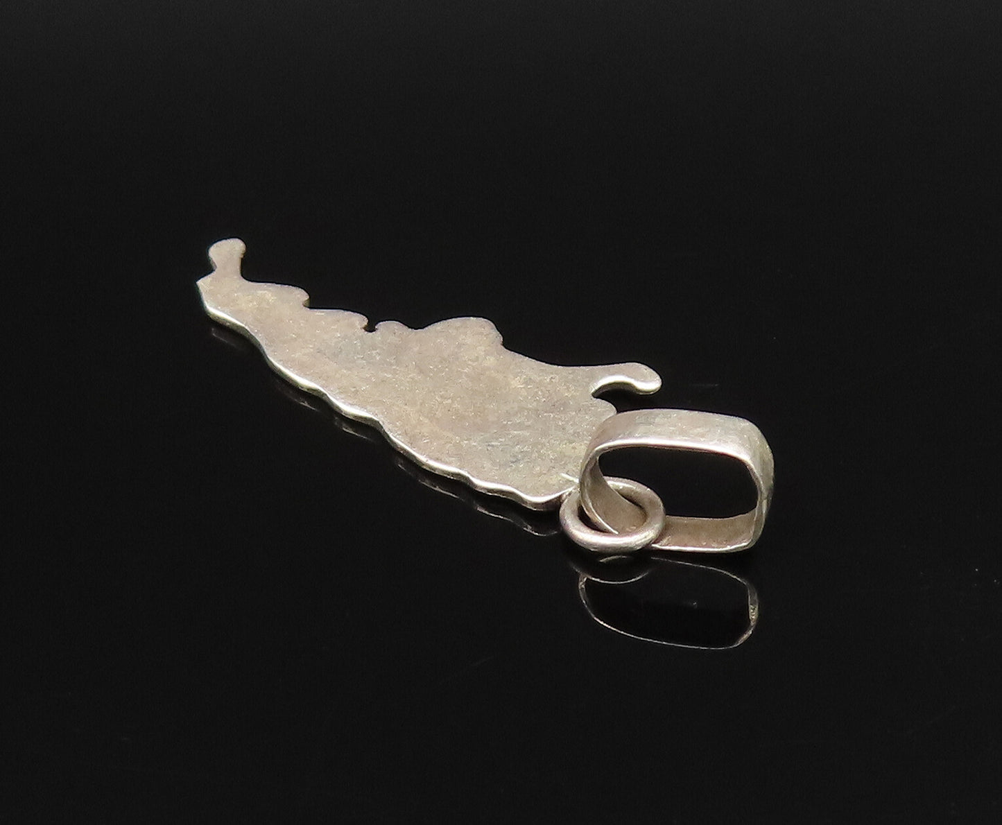 925 Sterling Silver  Vintage Minimalist Map Motif Drop Pendant  PT21293