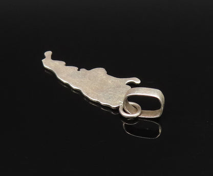 925 Sterling Silver  Vintage Minimalist Map Motif Drop Pendant  PT21293
