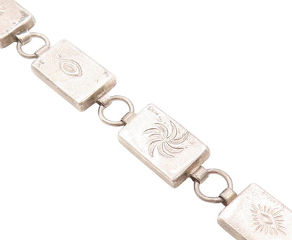 925 Sterling Silver Vintage Bracelet NAVAJO Etched Trible Symbols  BT11234