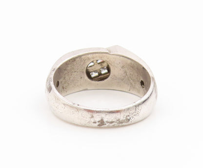 925 Sterling Silver Vintage Ring Modernist Double Row CZ Band  Sz 10  RG34540