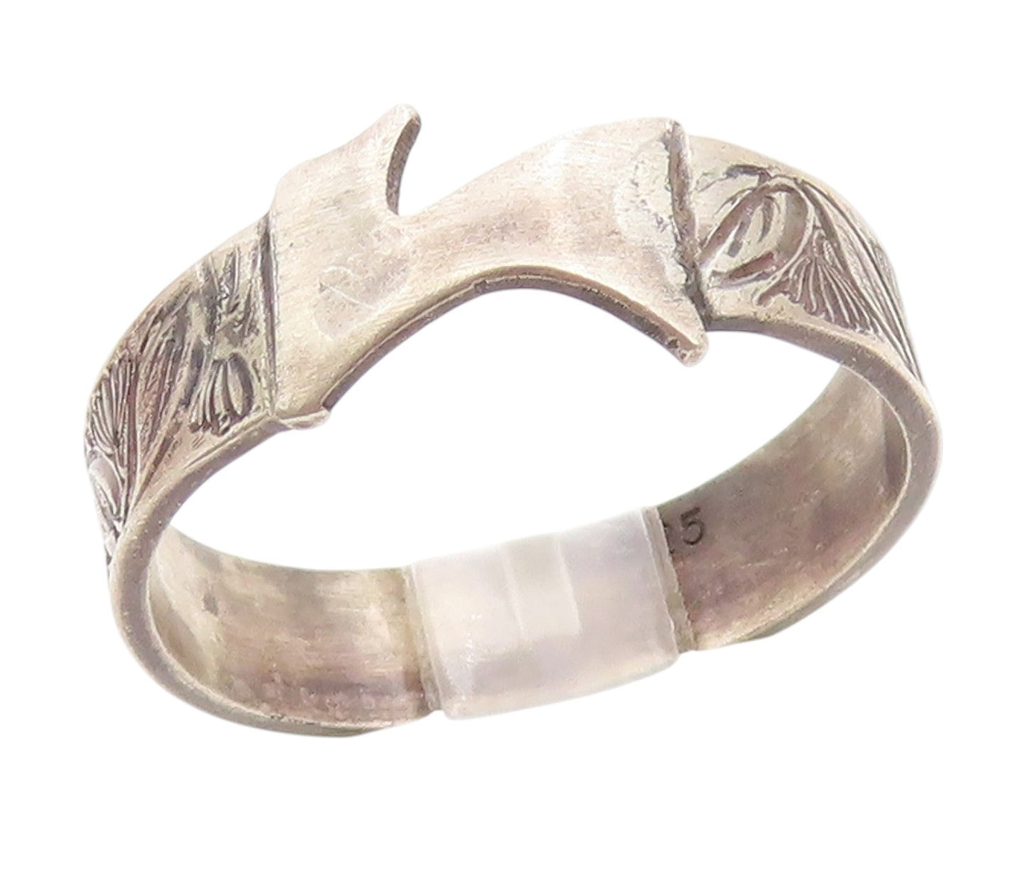 925 Sterling Silver Vintage Ring Engraved Floral Leaf Wide Band  Sz 10  RG34411