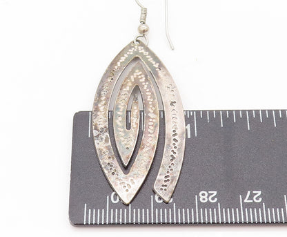 925 Sterling Silver  Vintage Dented Spiral Eye Dangling Earrings  EG12770