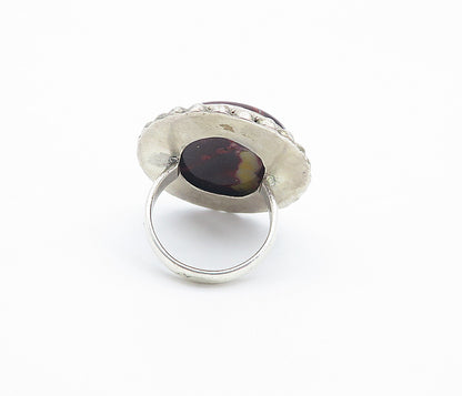 925 Sterling Silver  Cabochon Cut Jasper Twist Cocktail Ring Sz 7.5  RG8490