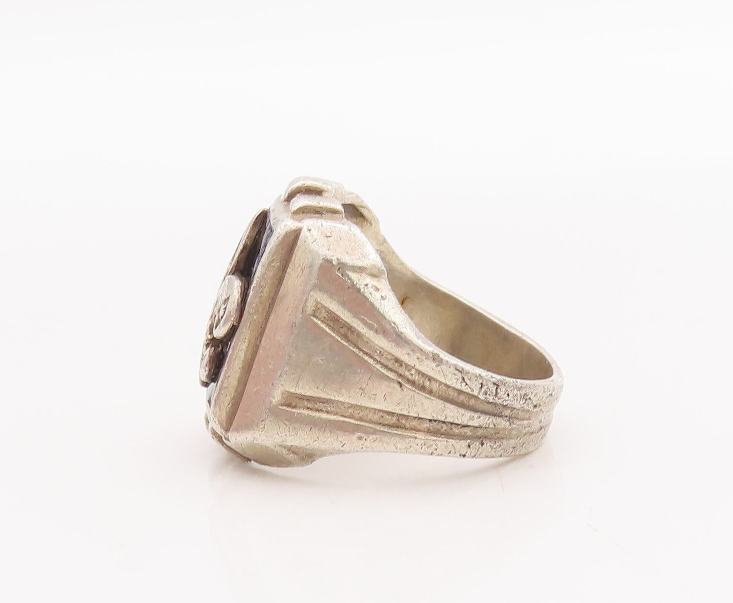 925 Sterling Silver Vintage Ring Antique Carved US Military Symbol Sz 5  RG28989