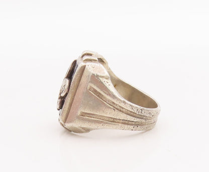 925 Sterling Silver Vintage Ring Antique Carved US Military Symbol Sz 5  RG28989