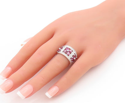 925 Sterling Silver Vintage Ring Amethyst Floral Blossom Cut Out  Sz 6  RG33623