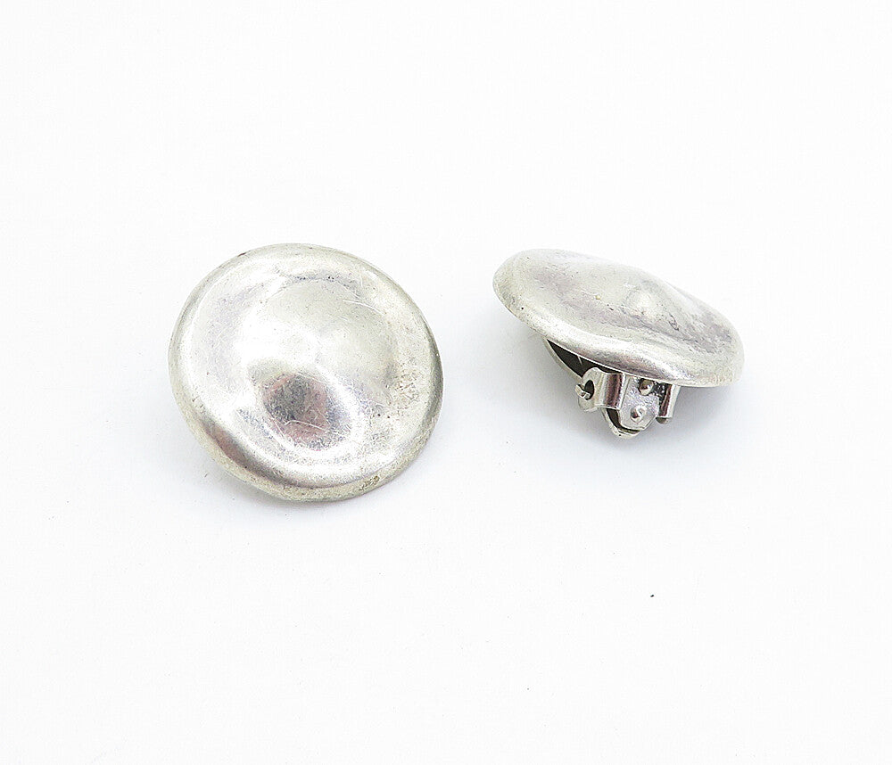 MEXICO 925 Sterling Silver  Vintage Button Drop Non Pierce Earrings  EG2864