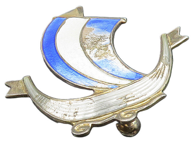 NORWAY 925 Silver  Vintage Enamel Sail Boat Ship Motif Brooch Pin  BP9321