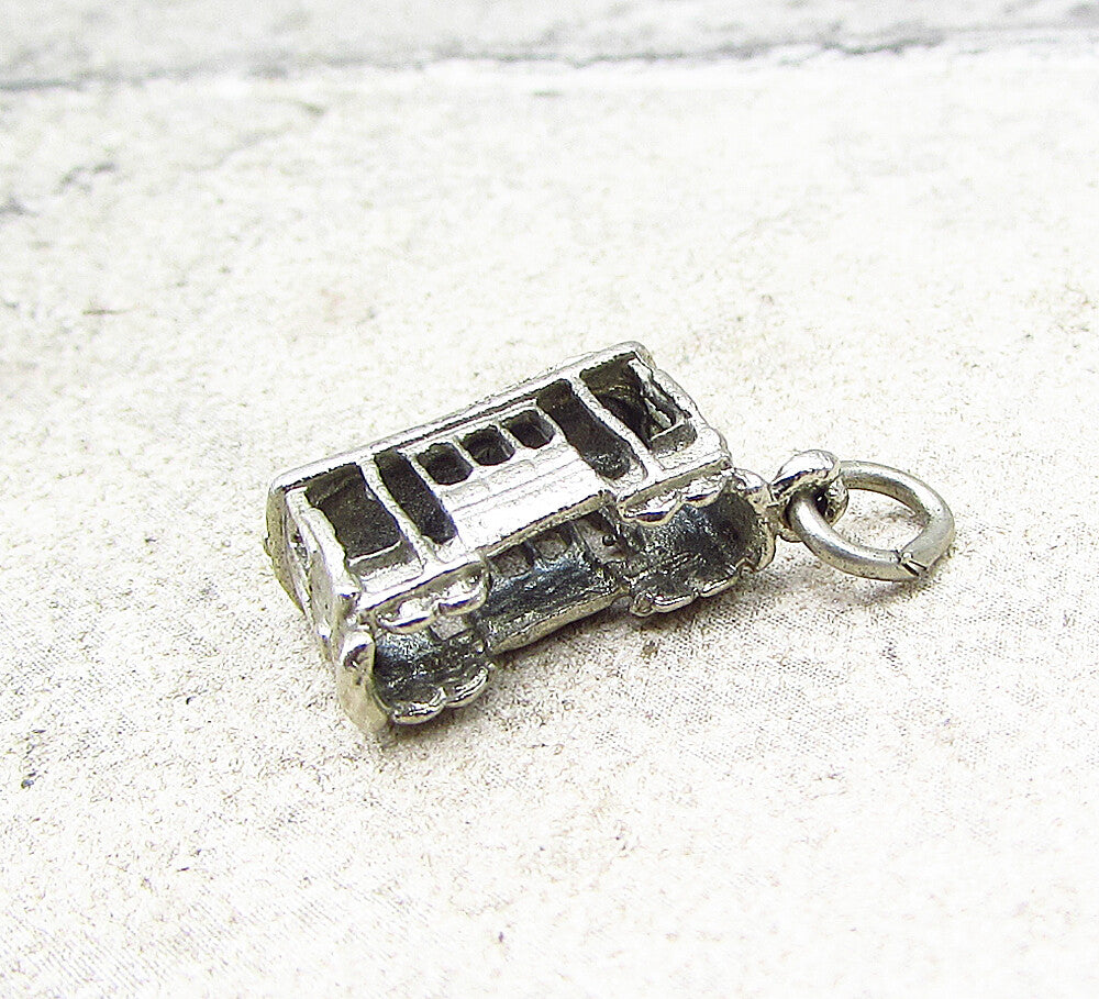 925 Sterling Silver  Vintage Train Car Charm Pendant  PT1753