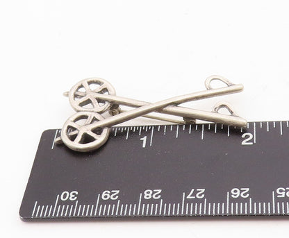 925 Sterling Silver Vintage Brooch Solid Cutout Skiing Sticks  BP11494