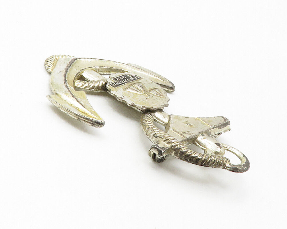 925 Sterling Silver  Vintage Shiny New London Ship Anchor Brooch Pin  BP5514