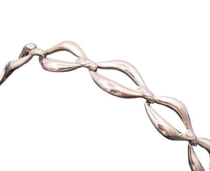 925 Sterling Silver Vintage Designer Solid Carved Eyelid Chain Bracelet BT9938