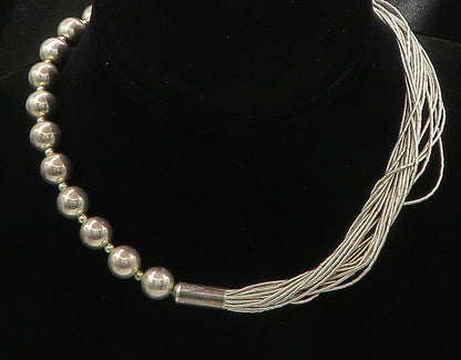 925 Sterling Silver  Vintage Beaded & Multi Strand Necklace  NE3778