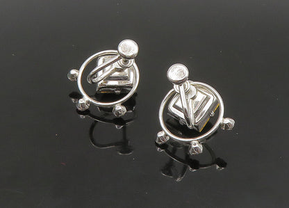 VAN DELL 925 Silver  Vintage White & Pink Topaz Non Pierce Earrings  EG11234