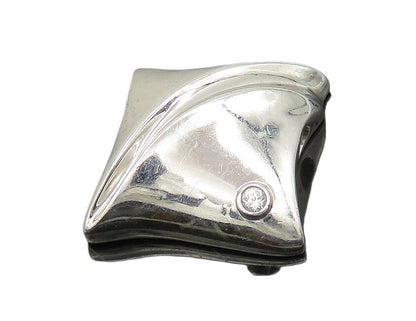 DOBBS 925 Sterling Silver  Vintage Topaz Accented Square Dome Pendant  PT15473